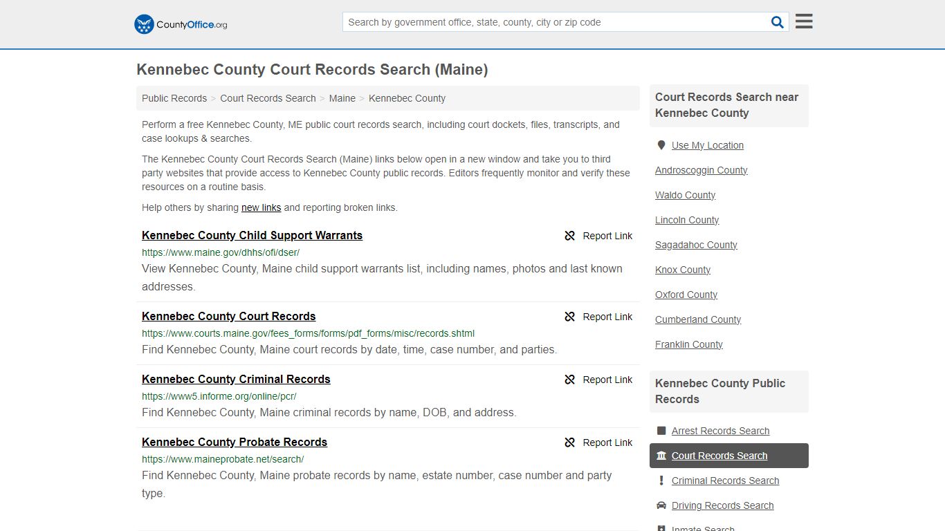 Kennebec County Court Records Search (Maine) - County Office