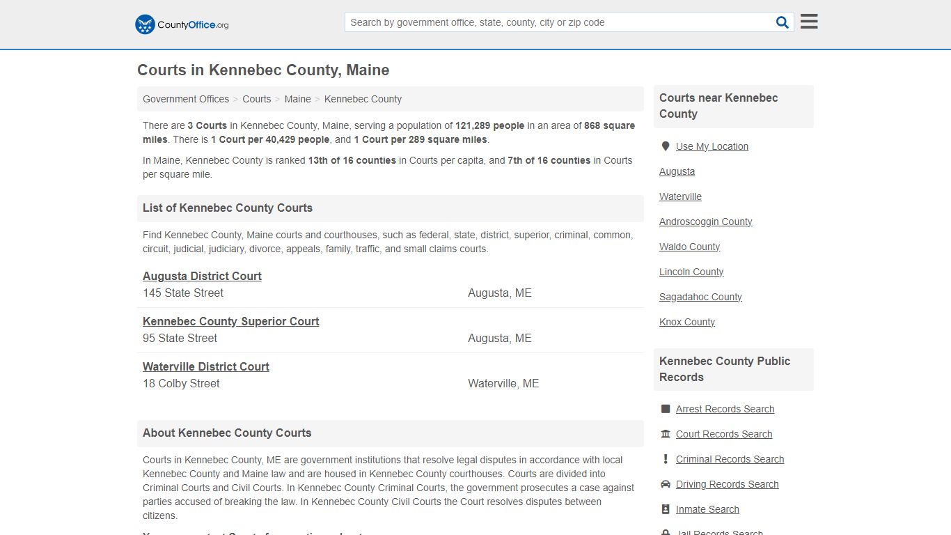 Courts - Kennebec County, ME (Court Records & Calendars)