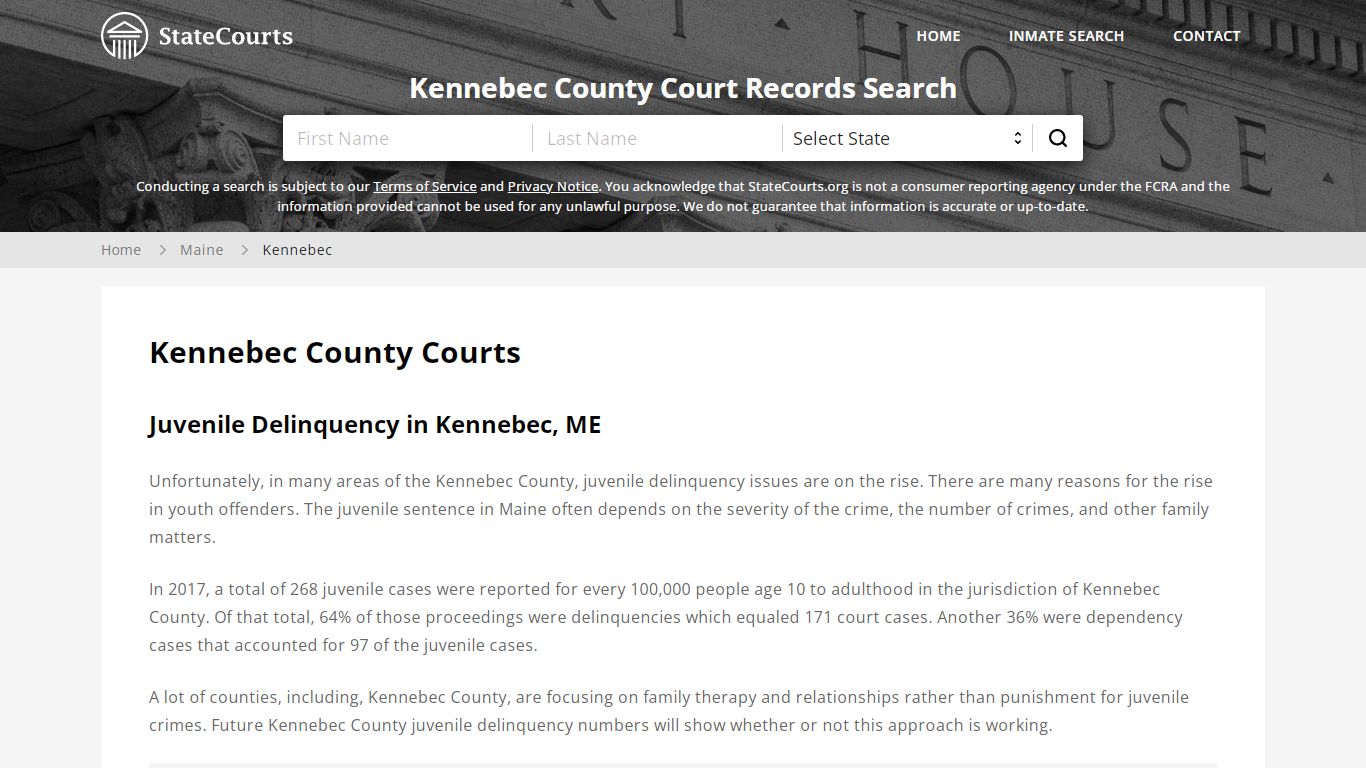 Kennebec County, ME Courts - Records & Cases - StateCourts