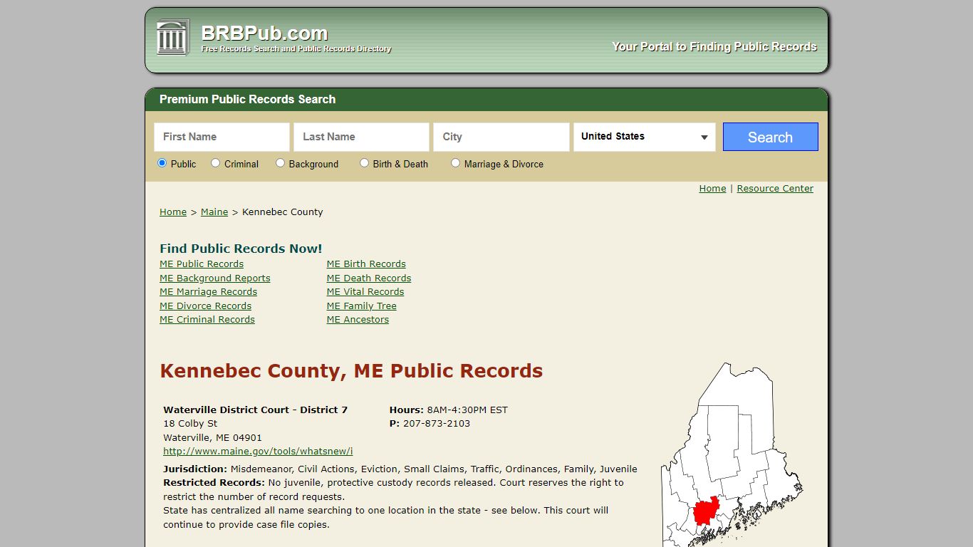 Kennebec County Public Records | Search Maine Government Databases